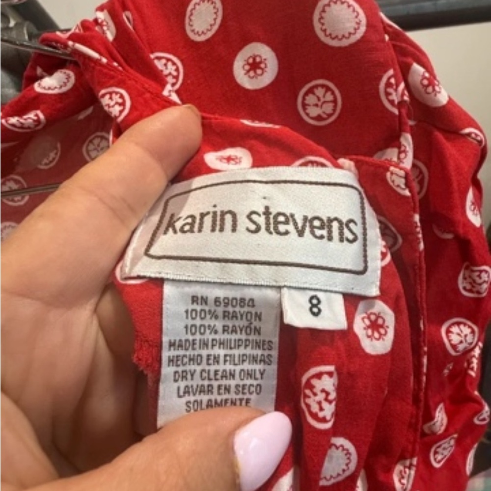 karin stevens Red Dress with White Medallion Print - Picture 5 of 5